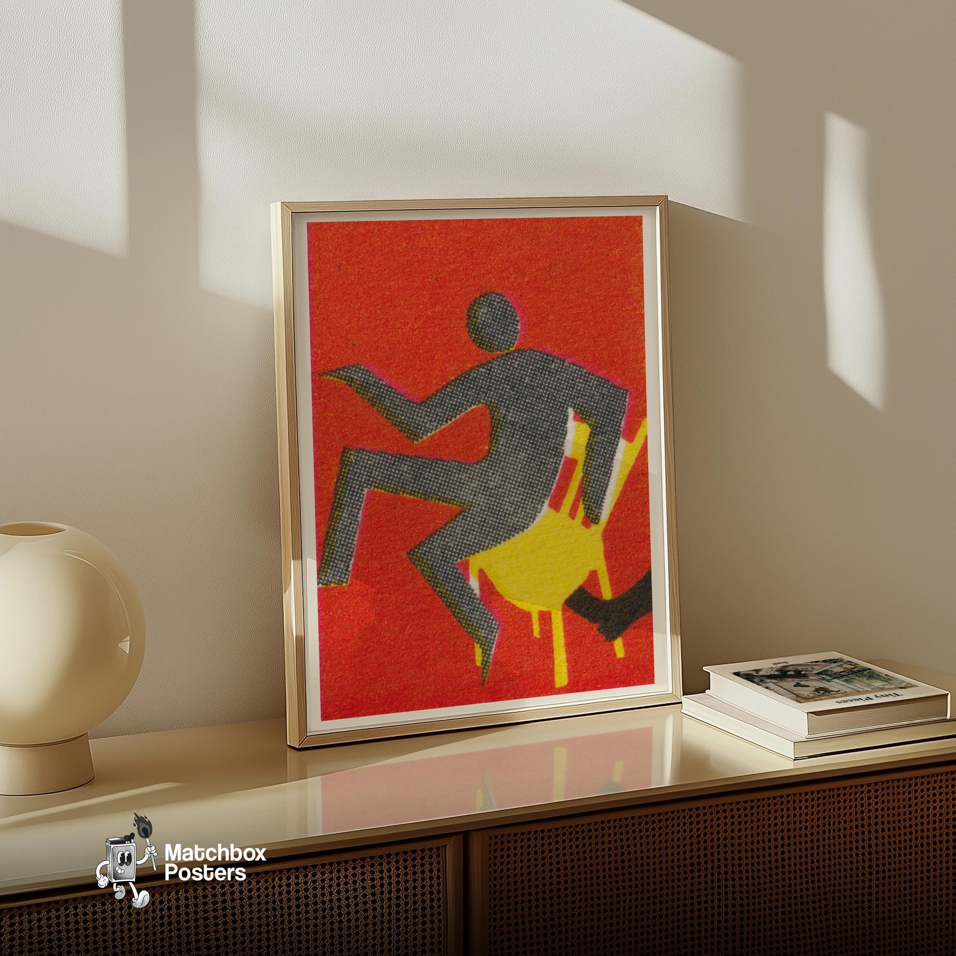 Abstract Figure - vintage matchbox label print - size comparison