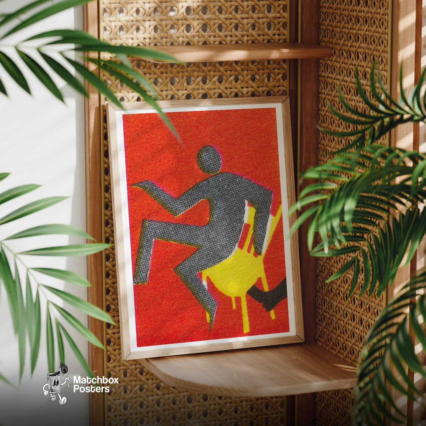Abstract Figure - vintage matchbox label print - office wall