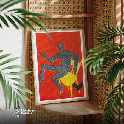 Abstract Figure - vintage matchbox label print - office wall