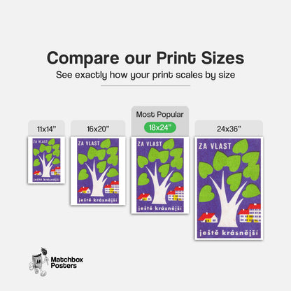 White Tree - vintage matchbox label print - gallery wall preview