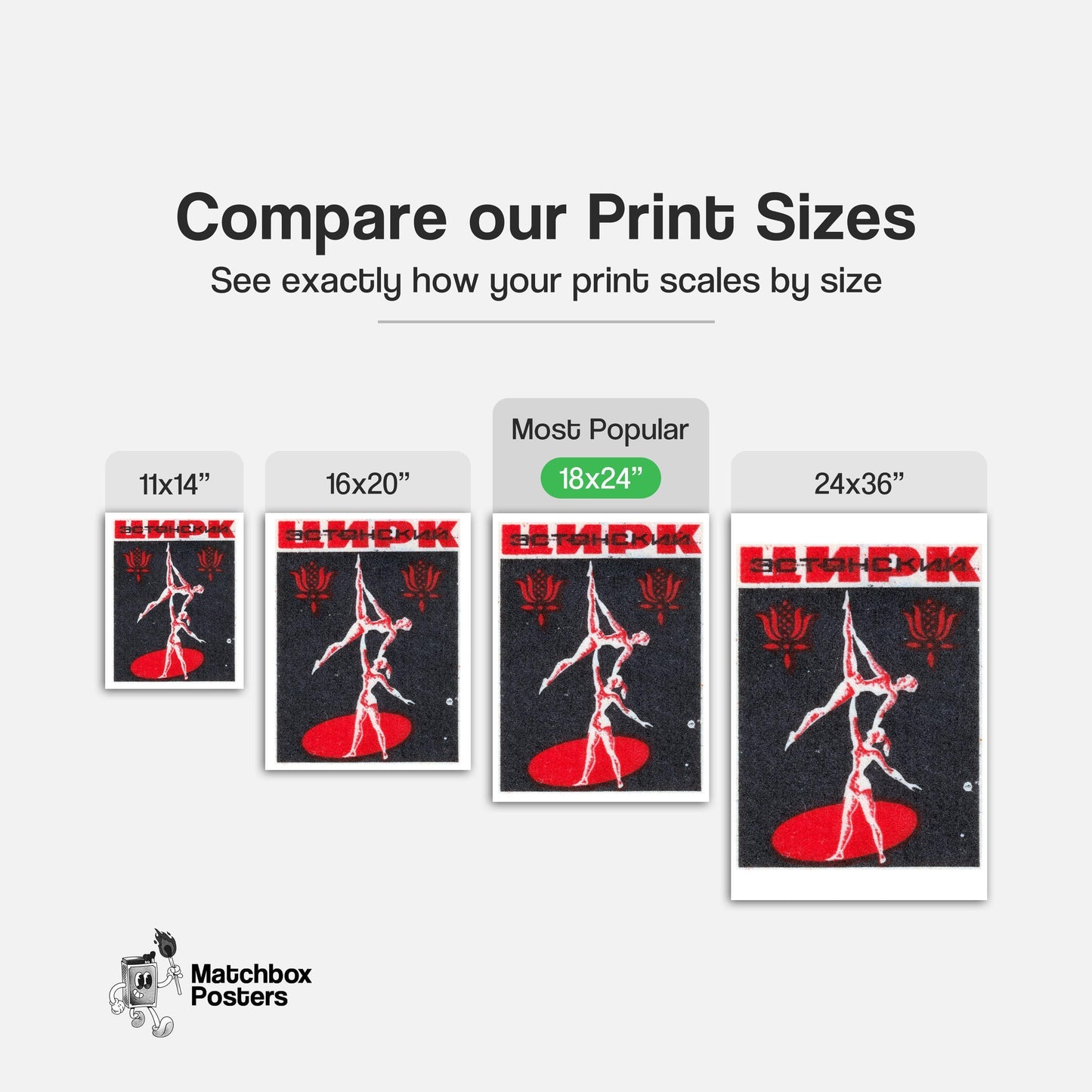 Acrobats - vintage matchbox label print - gallery wall preview