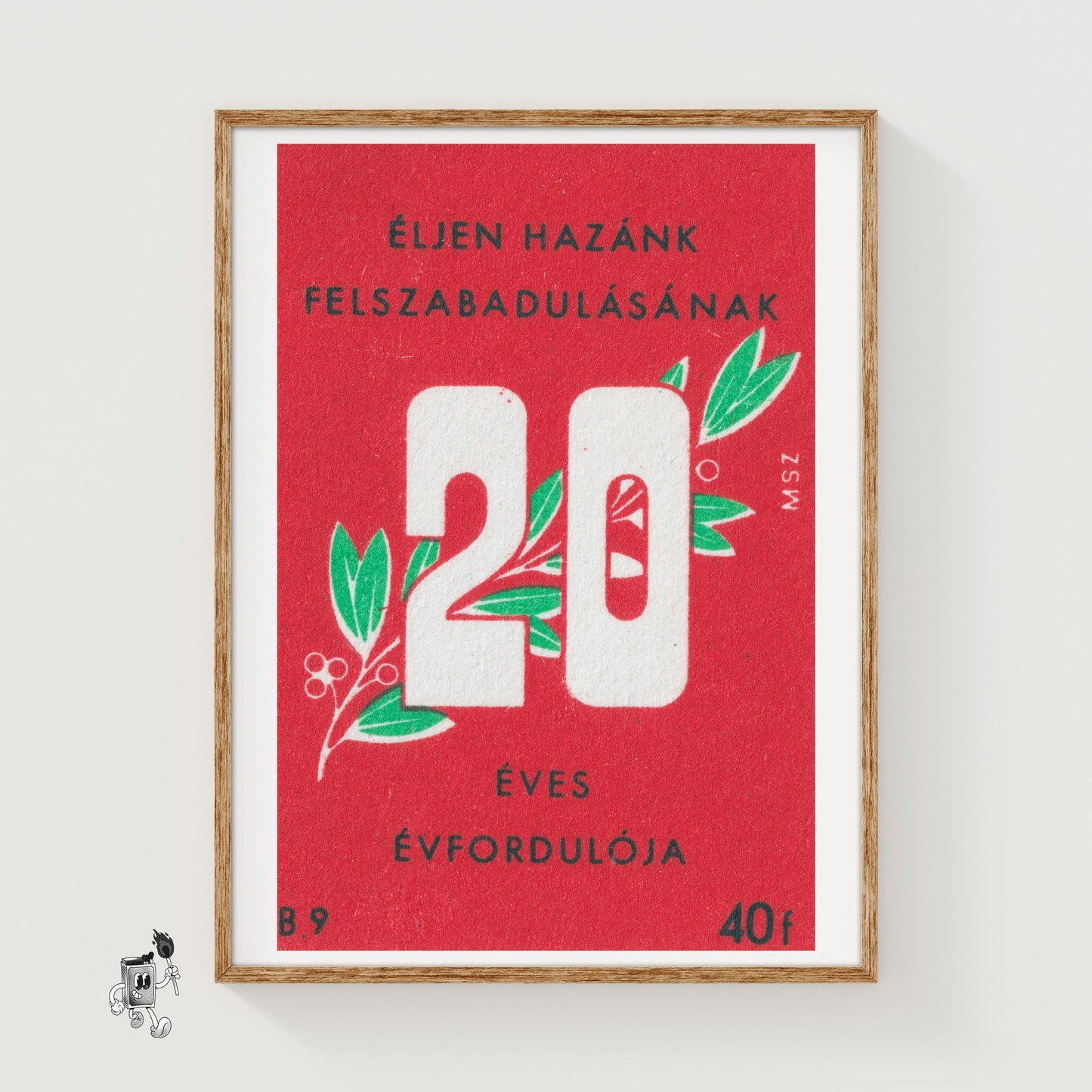 Hungarian Liberation Anniversary - vintage matchbox label print