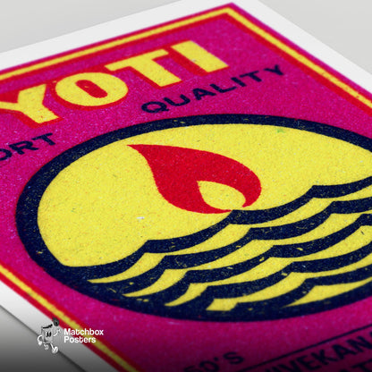 Red Flame - vintage matchbox label print - close-up detail