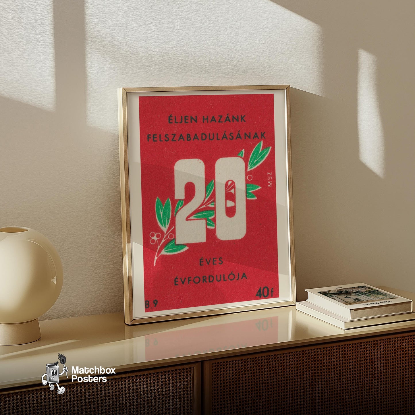 Hungarian Liberation Anniversary - vintage matchbox label print - size comparison