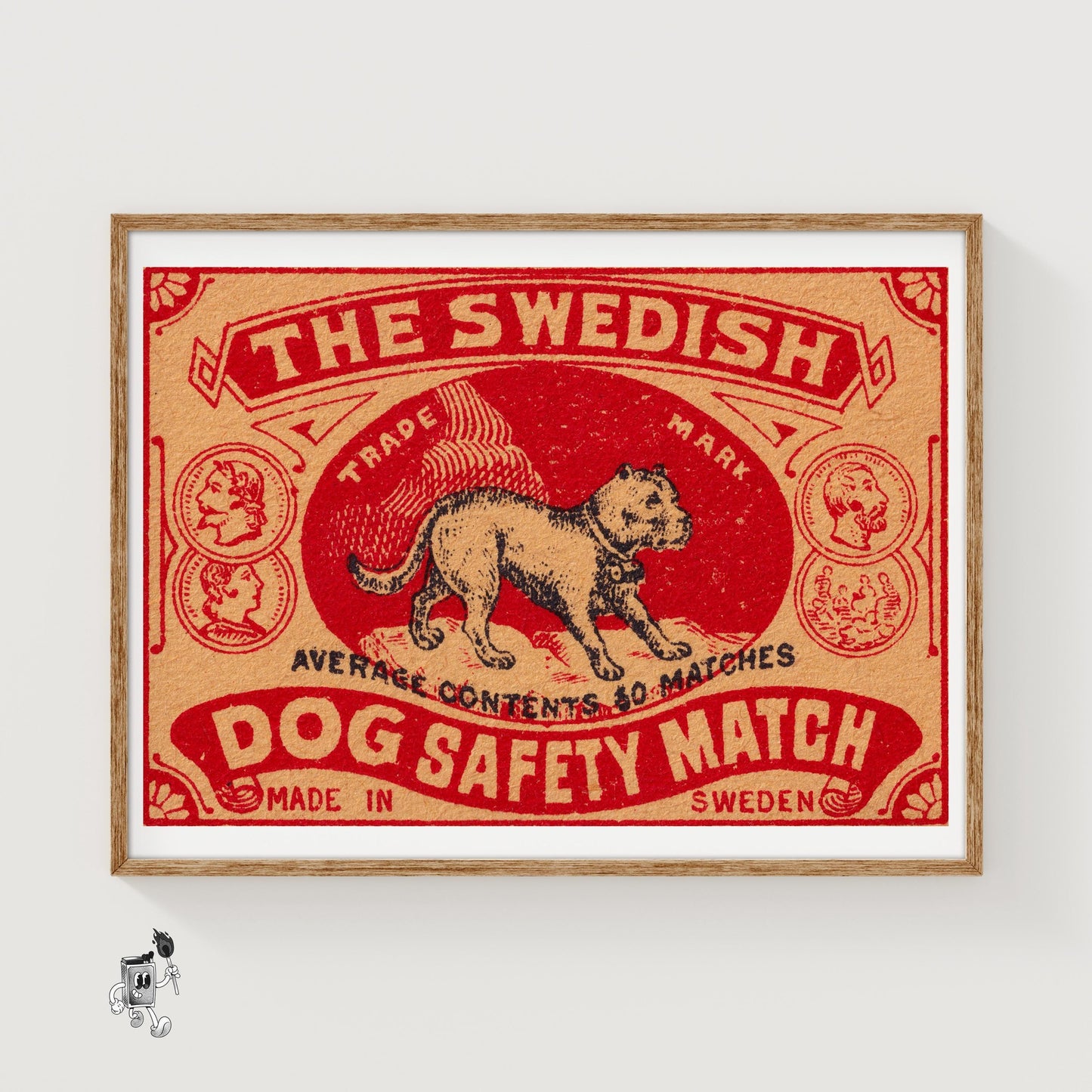 Black Dog - vintage matchbox label print