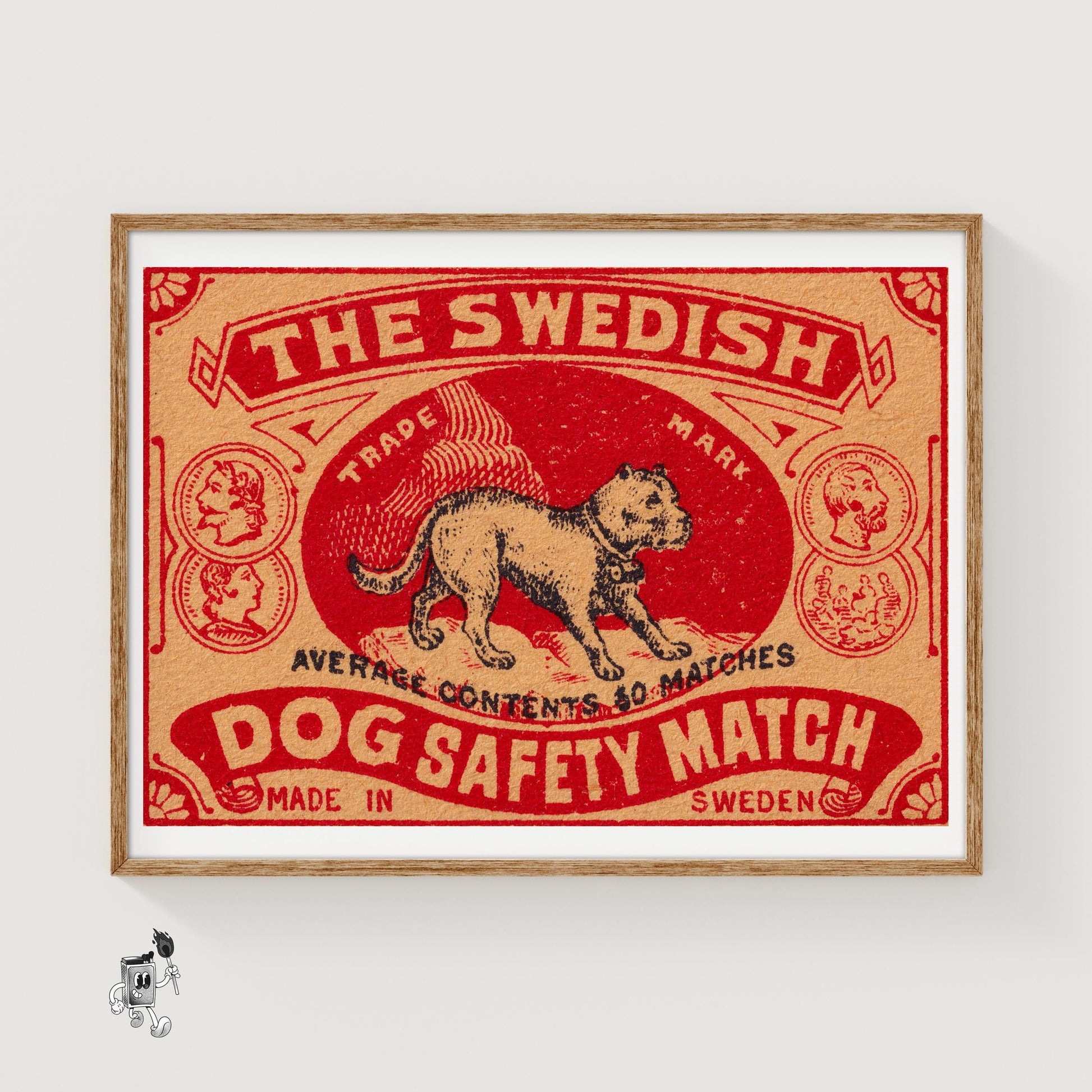 Black Dog - vintage matchbox label print