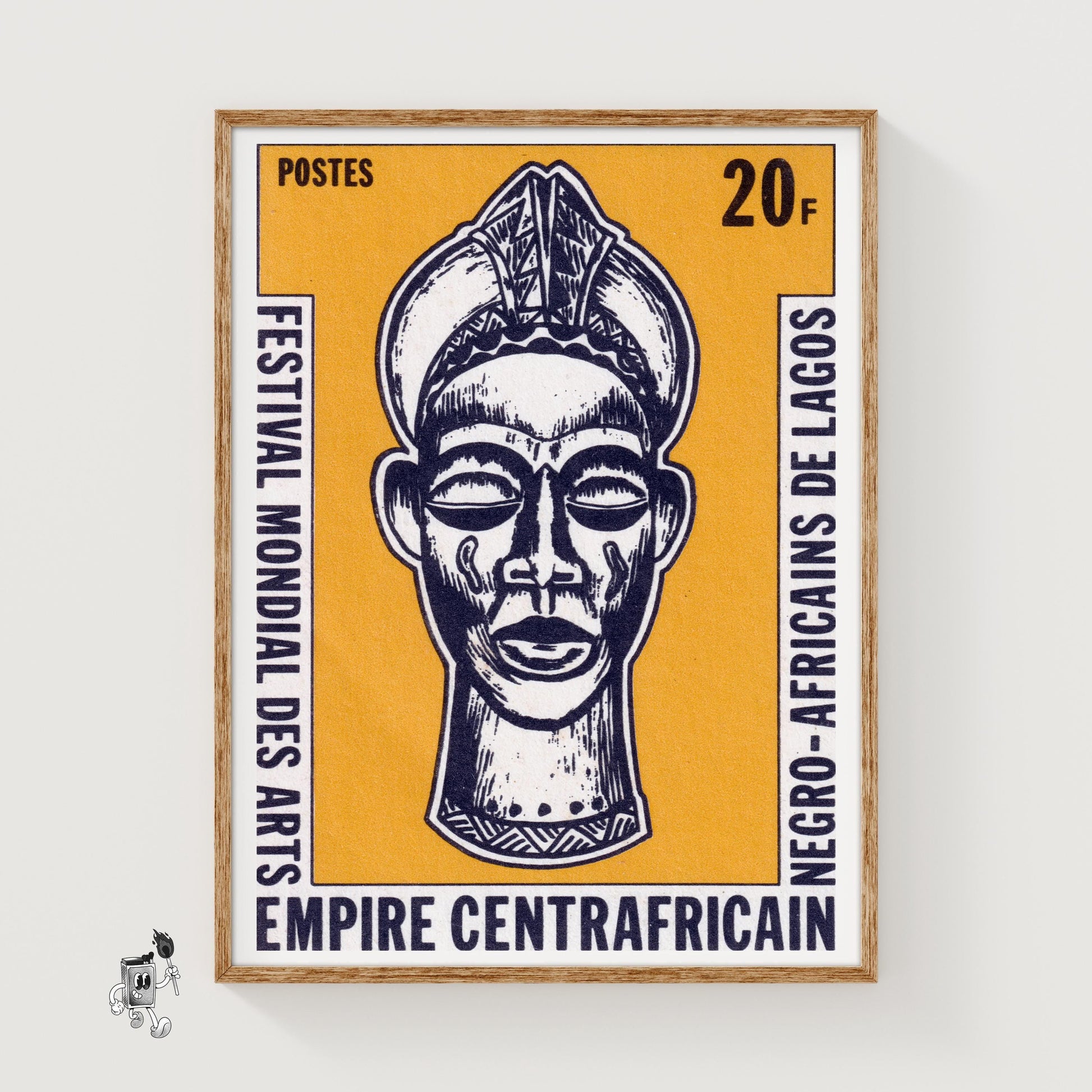 African Mask - vintage matchbox label print
