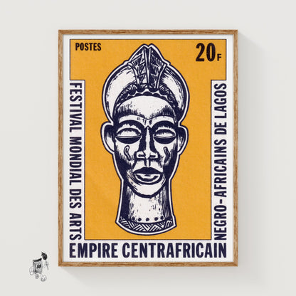 African Mask - vintage matchbox label print
