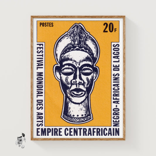 African Mask - vintage matchbox label print