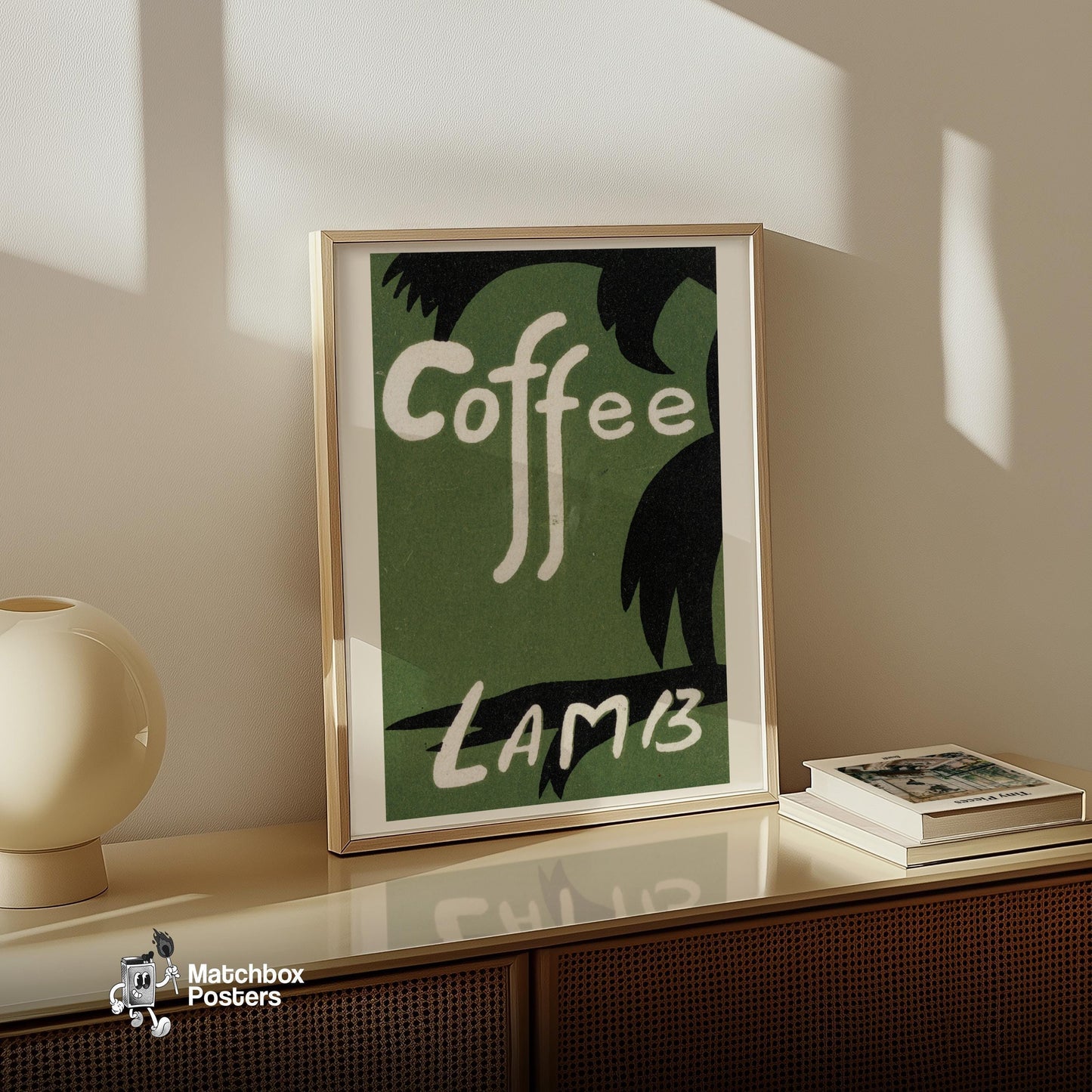 Coffee - vintage matchbox label print - size comparison