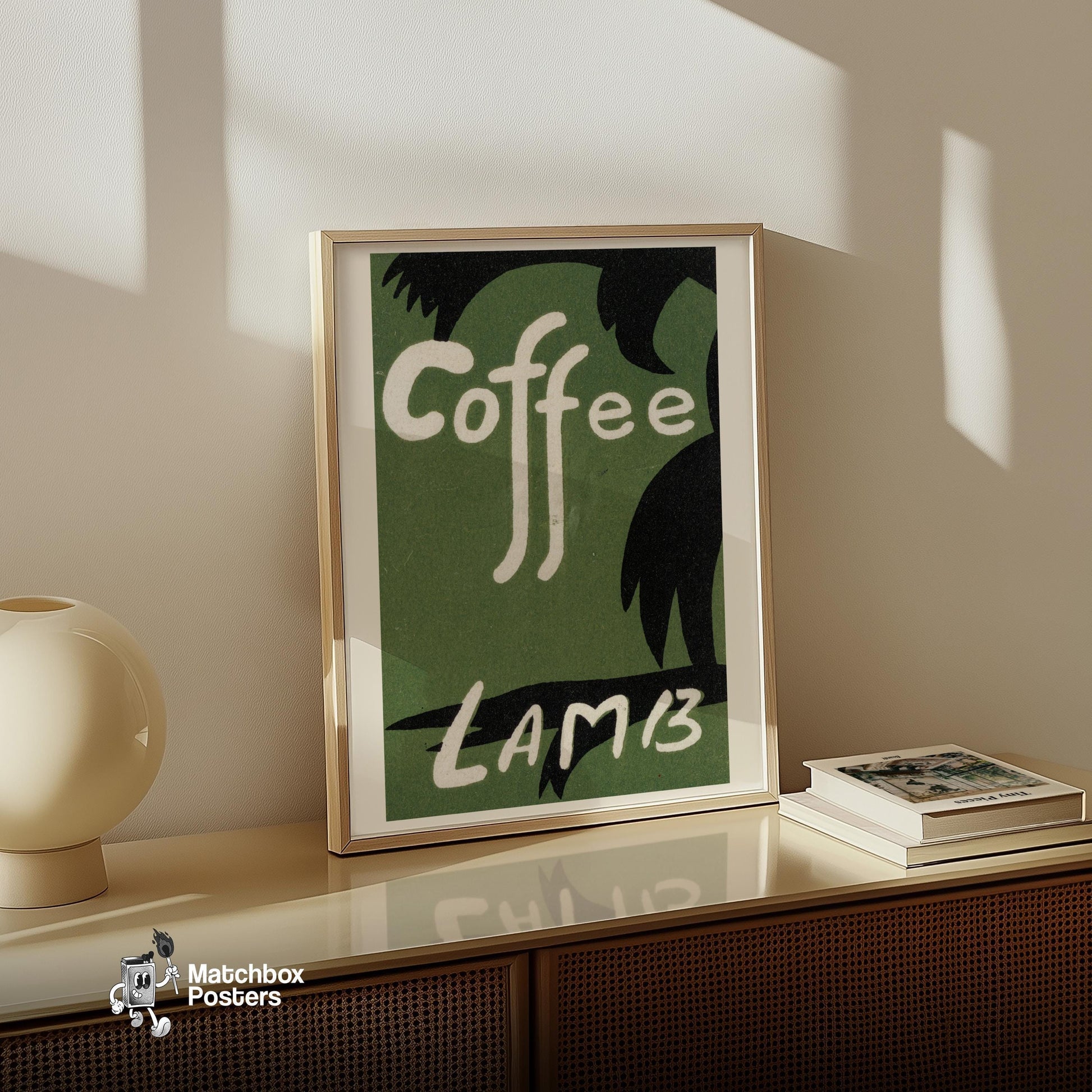 Coffee - vintage matchbox label print - size comparison