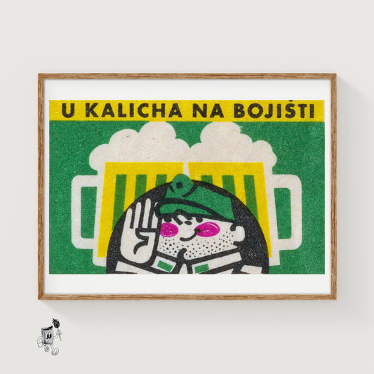 Cartoon Soldier - vintage matchbox label print