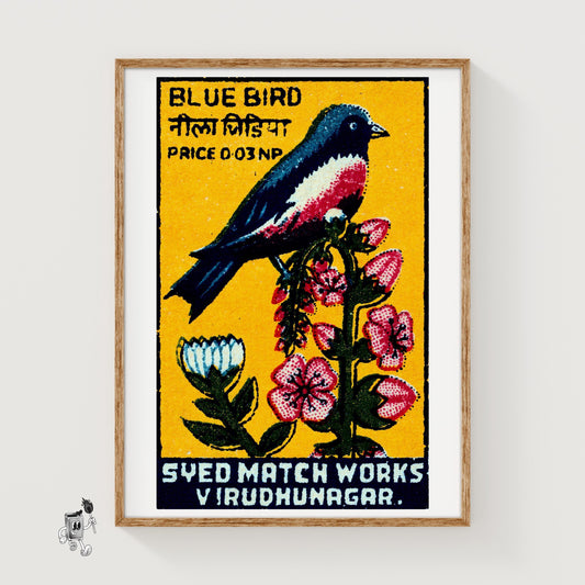 Blue Bird - vintage matchbox label print