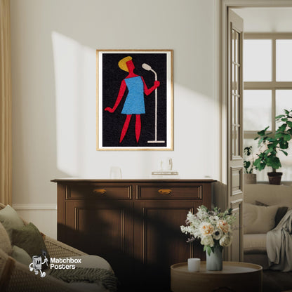 Singer - vintage matchbox label print - living room mockup