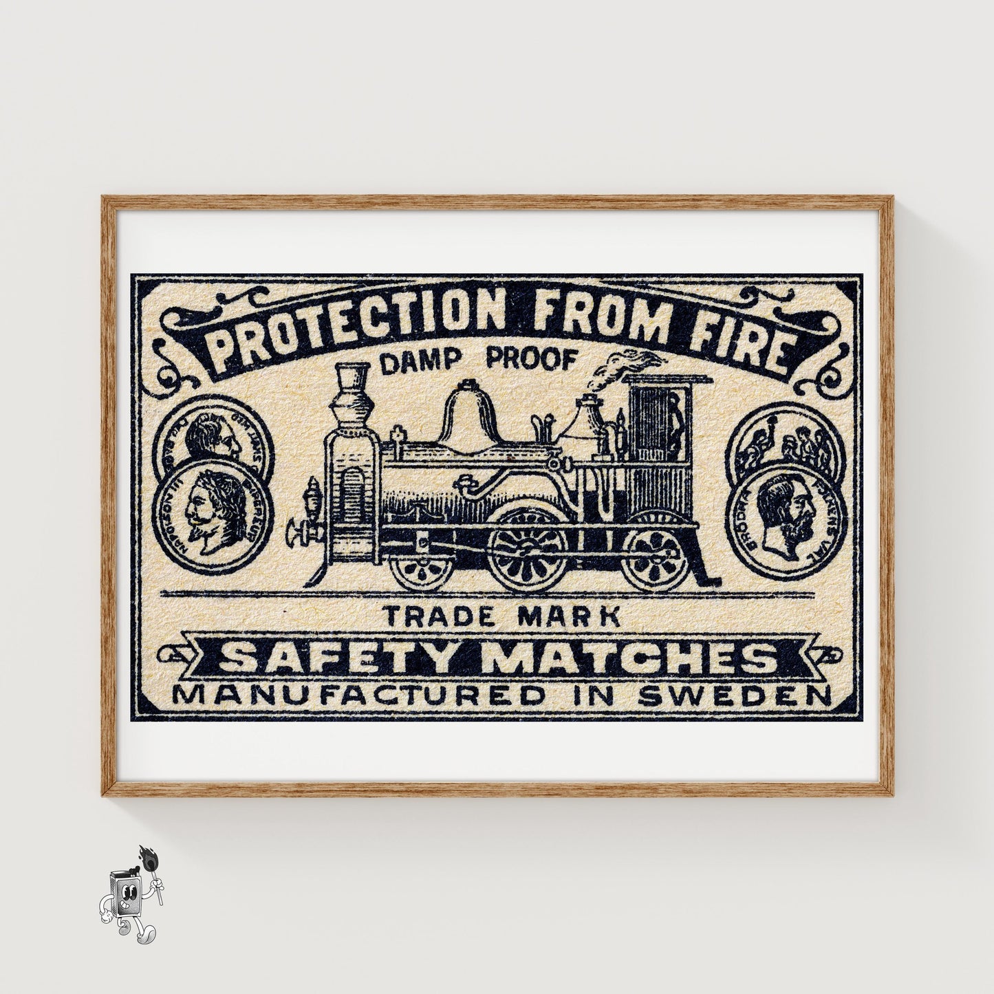 Steam Train - vintage matchbox label print