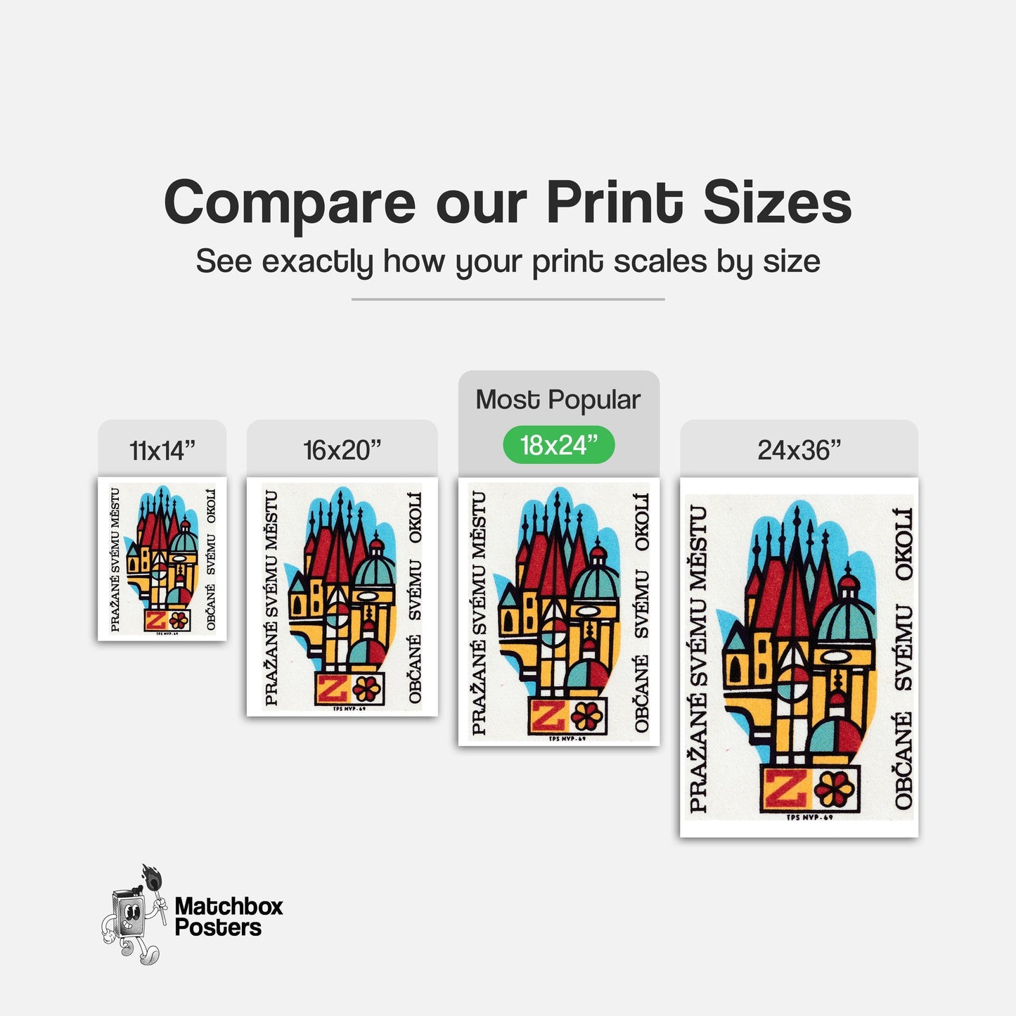 Stylized Depiction Of Prague Architecture - vintage matchbox label print - gallery wall preview