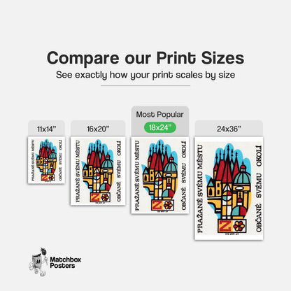 Stylized Depiction Of Prague Architecture - vintage matchbox label print - gallery wall preview