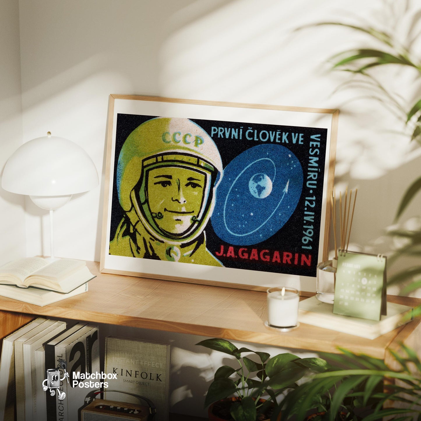 Yuri Gagarin - vintage matchbox label print - office wall