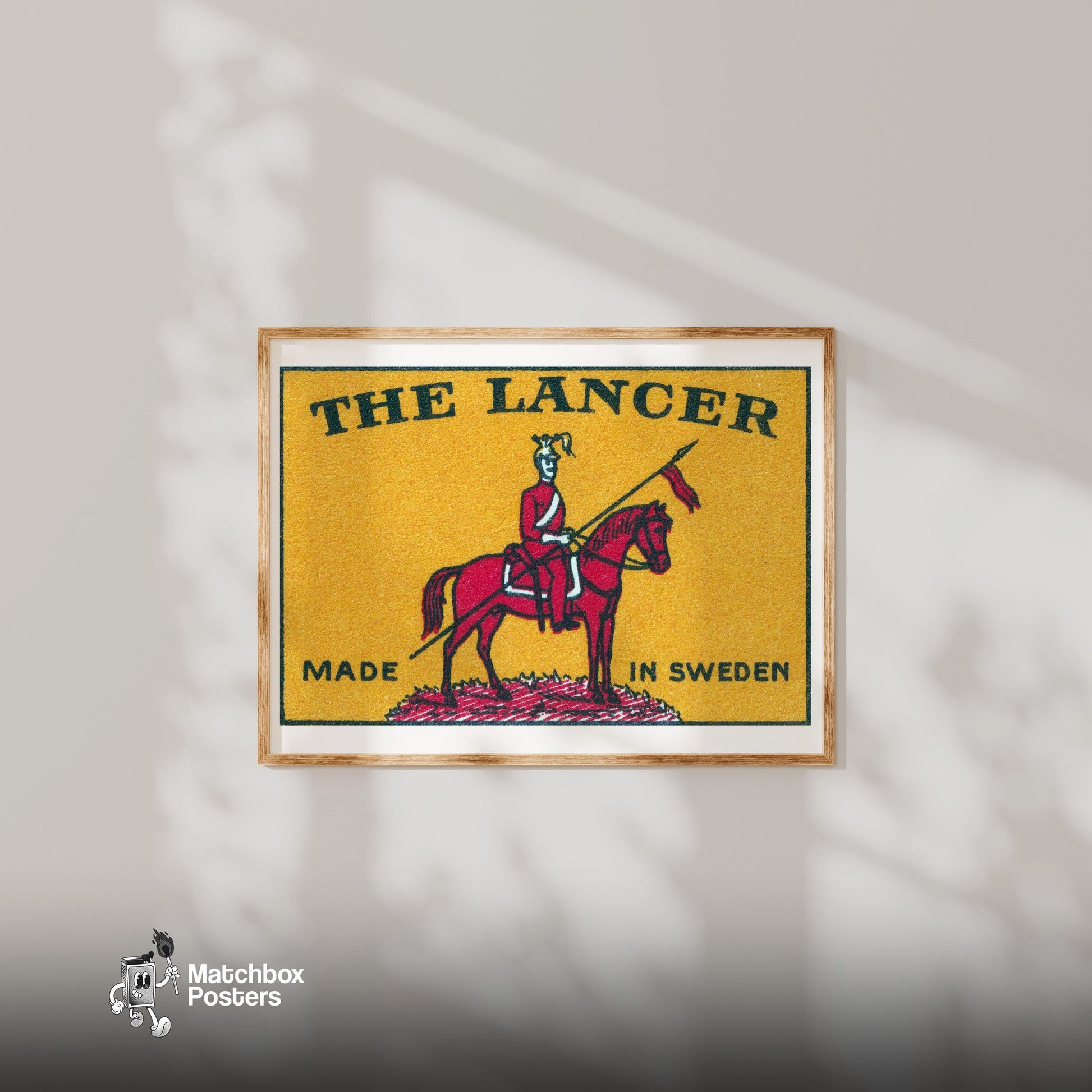 Lancer Sweden 1920s-30s Matchbox Label - vintage matchbox label print - bedroom mockup