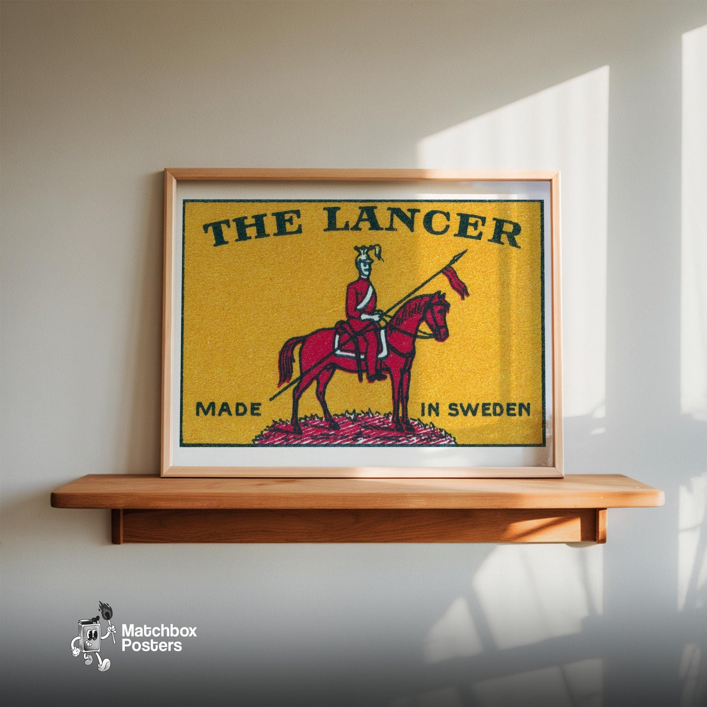 Lancer Sweden 1920s-30s Matchbox Label - vintage matchbox label print - size comparison