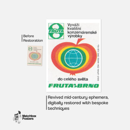 Fruta Brno Apple - vintage matchbox label print - framed wall art preview