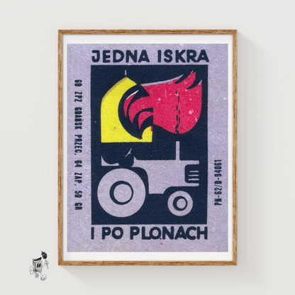 Tractor Poland Mid-Century Matchbox Label - vintage matchbox label print