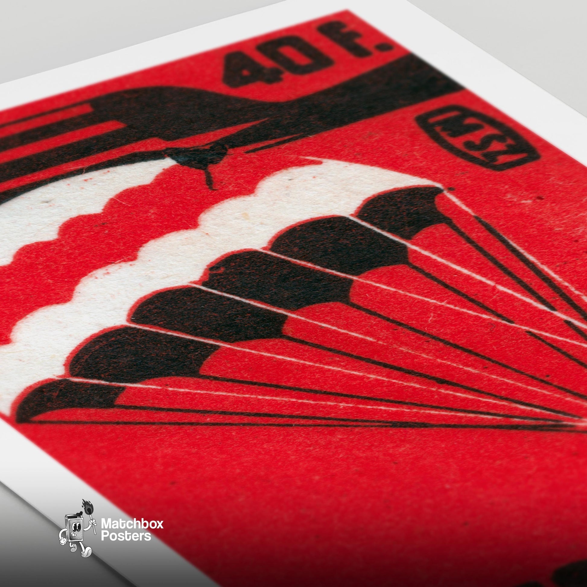 Parachuter - vintage matchbox label print - close-up detail
