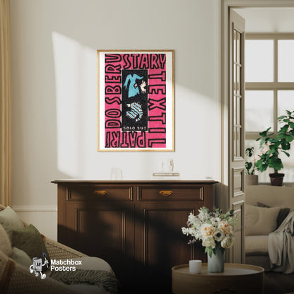 Donate Old Clothes - vintage matchbox label print - living room mockup