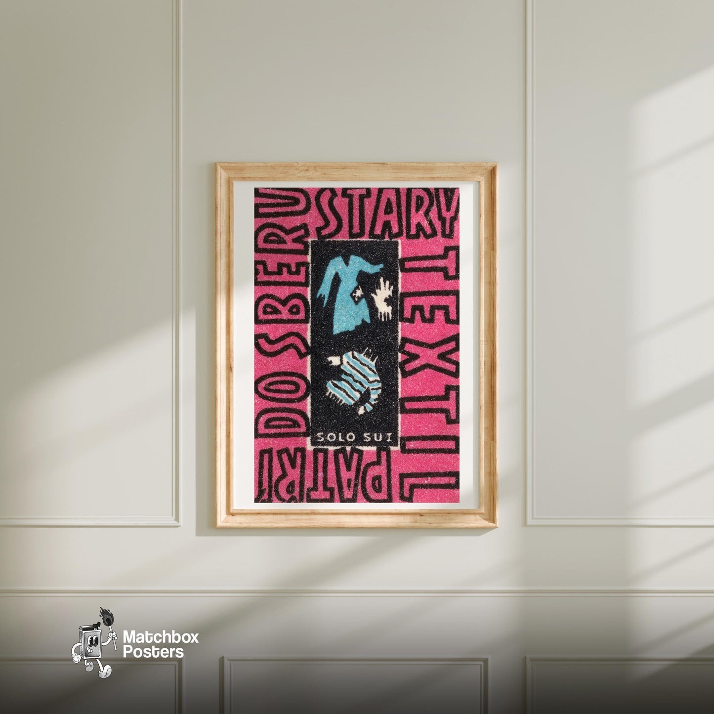 Donate Old Clothes - vintage matchbox label print - bedroom mockup