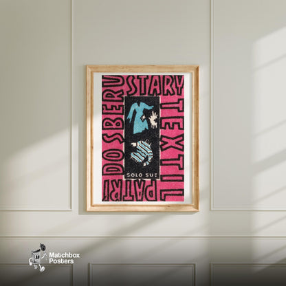 Donate Old Clothes - vintage matchbox label print - bedroom mockup
