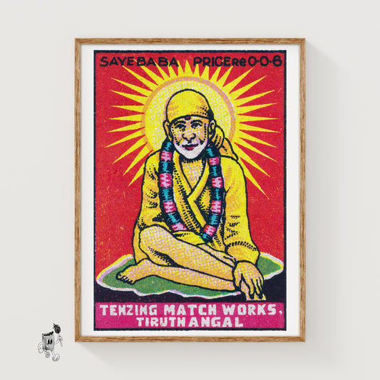 Sai Baba Yogi - vintage matchbox label print