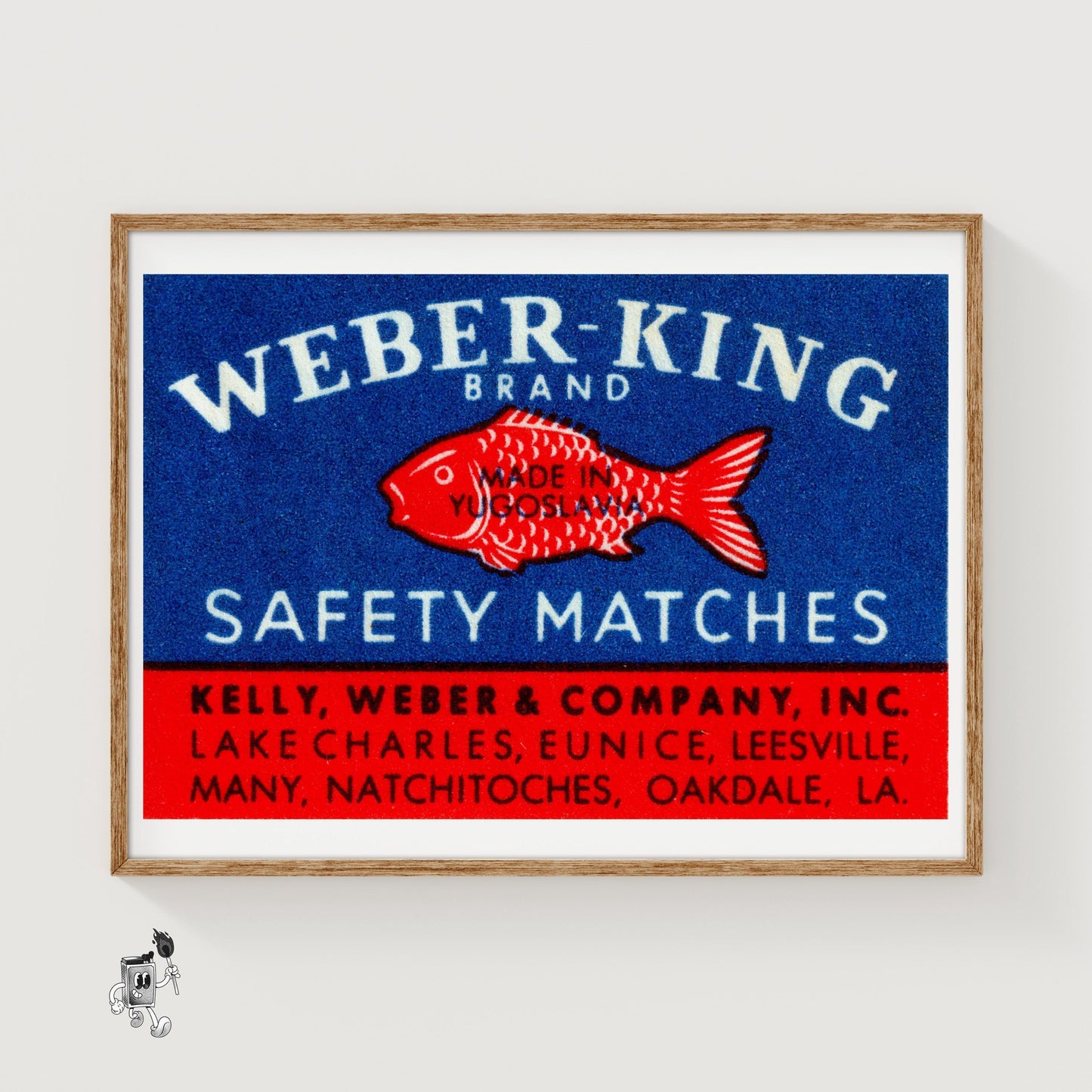 Red Fish - vintage matchbox label print