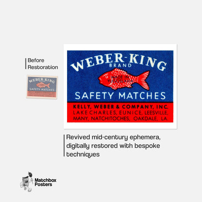 Red Fish - vintage matchbox label print - framed wall art preview