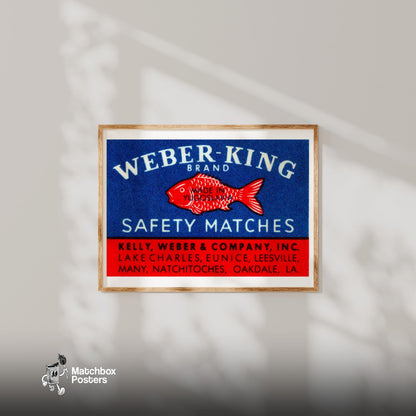 Red Fish - vintage matchbox label print - bedroom mockup