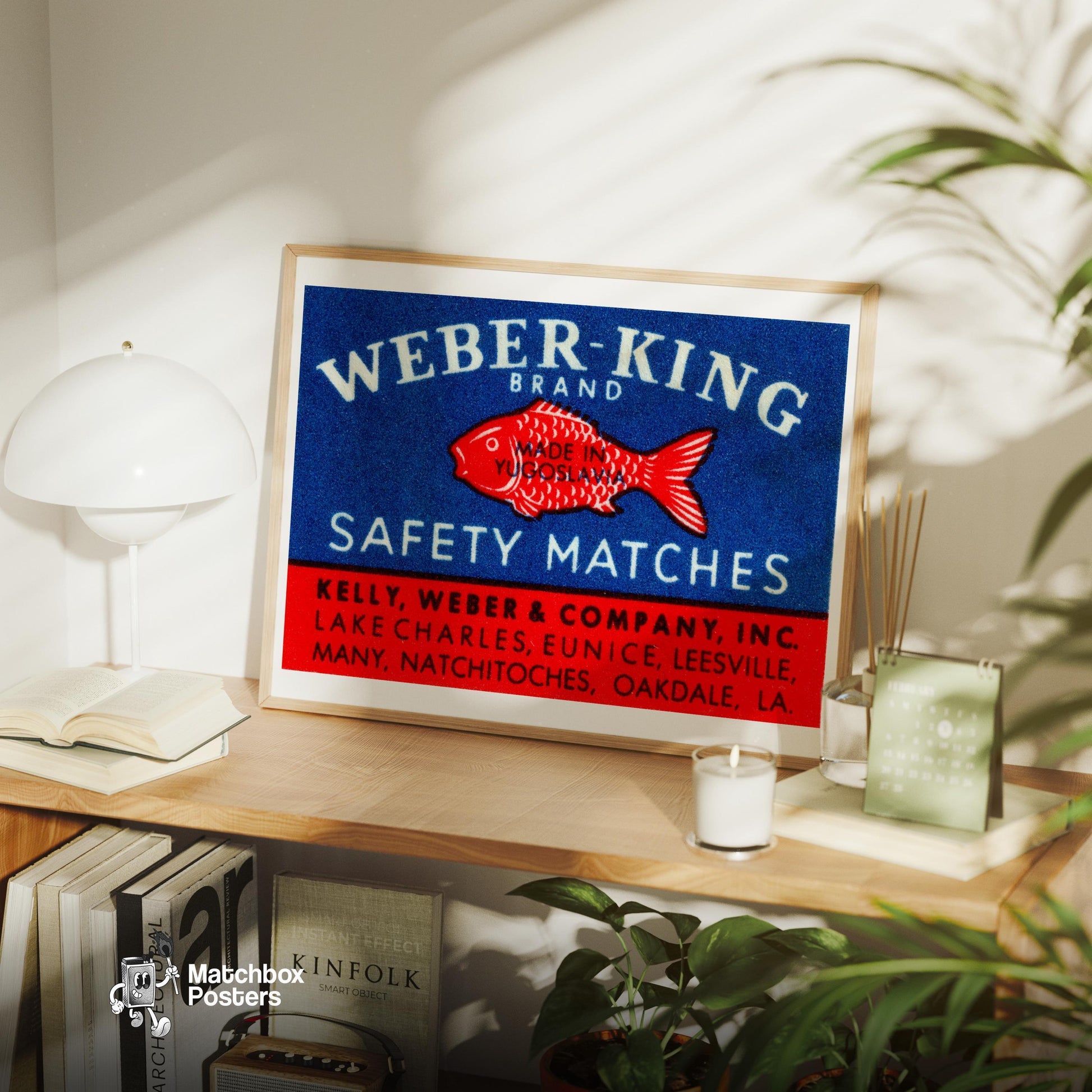 Red Fish - vintage matchbox label print - office wall