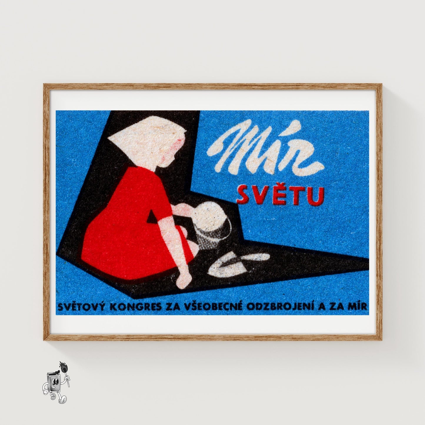 Peace for the World - vintage matchbox label print