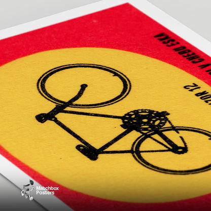 Fixed Gear Bicycle - vintage matchbox label print - close-up detail