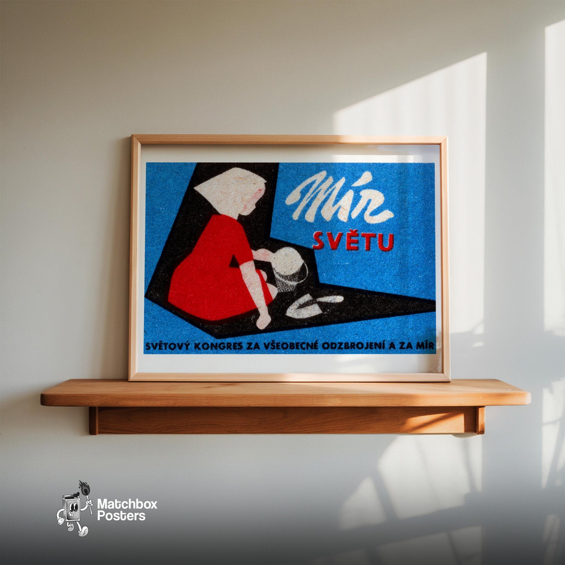 Peace for the World - vintage matchbox label print - size comparison