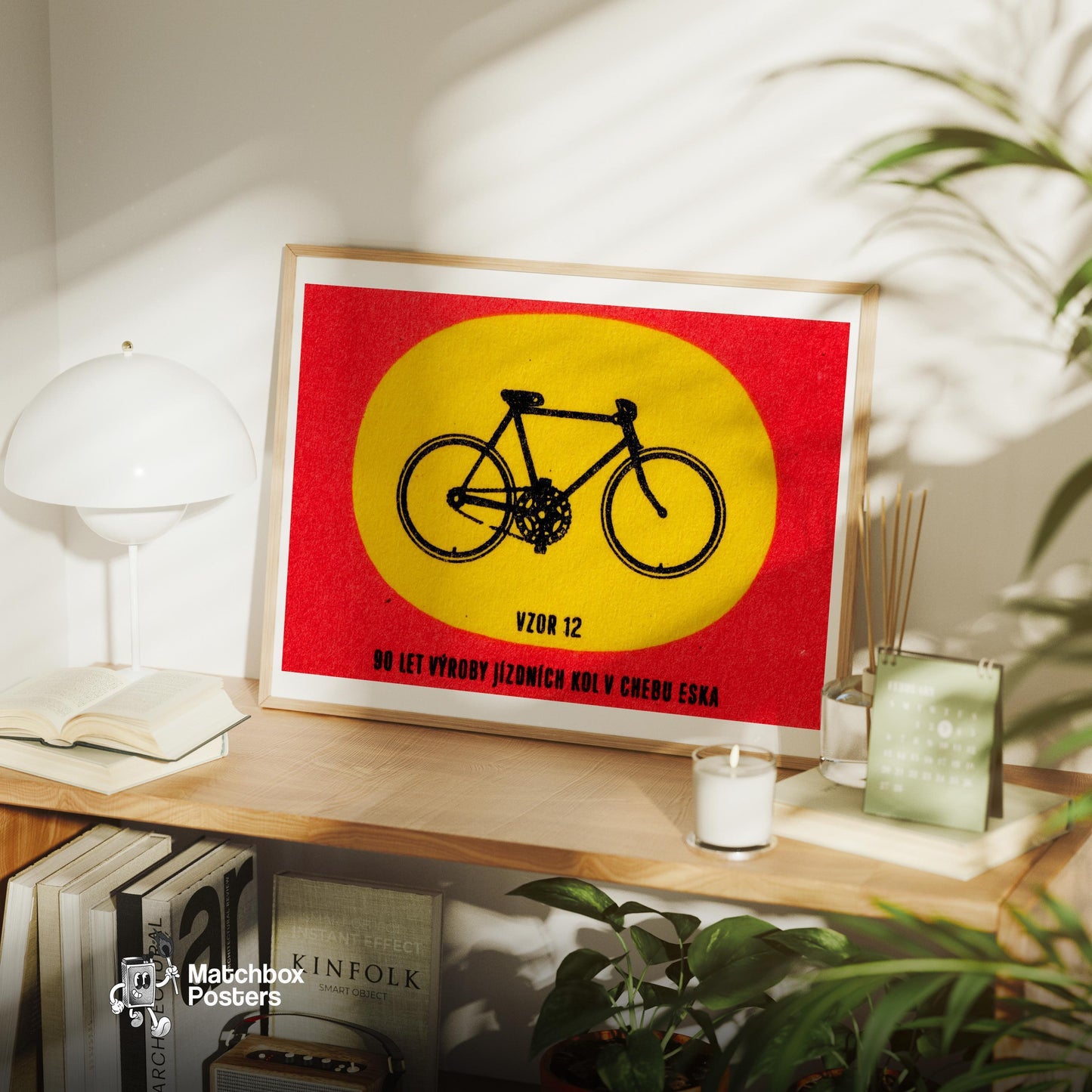 Fixed Gear Bicycle - vintage matchbox label print - office wall