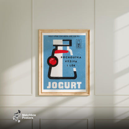 Yogurt Bottle - vintage matchbox label print - bedroom mockup