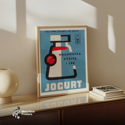 Yogurt Bottle - vintage matchbox label print - size comparison