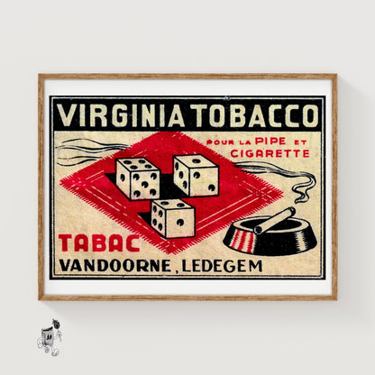 Dice France - vintage matchbox label print