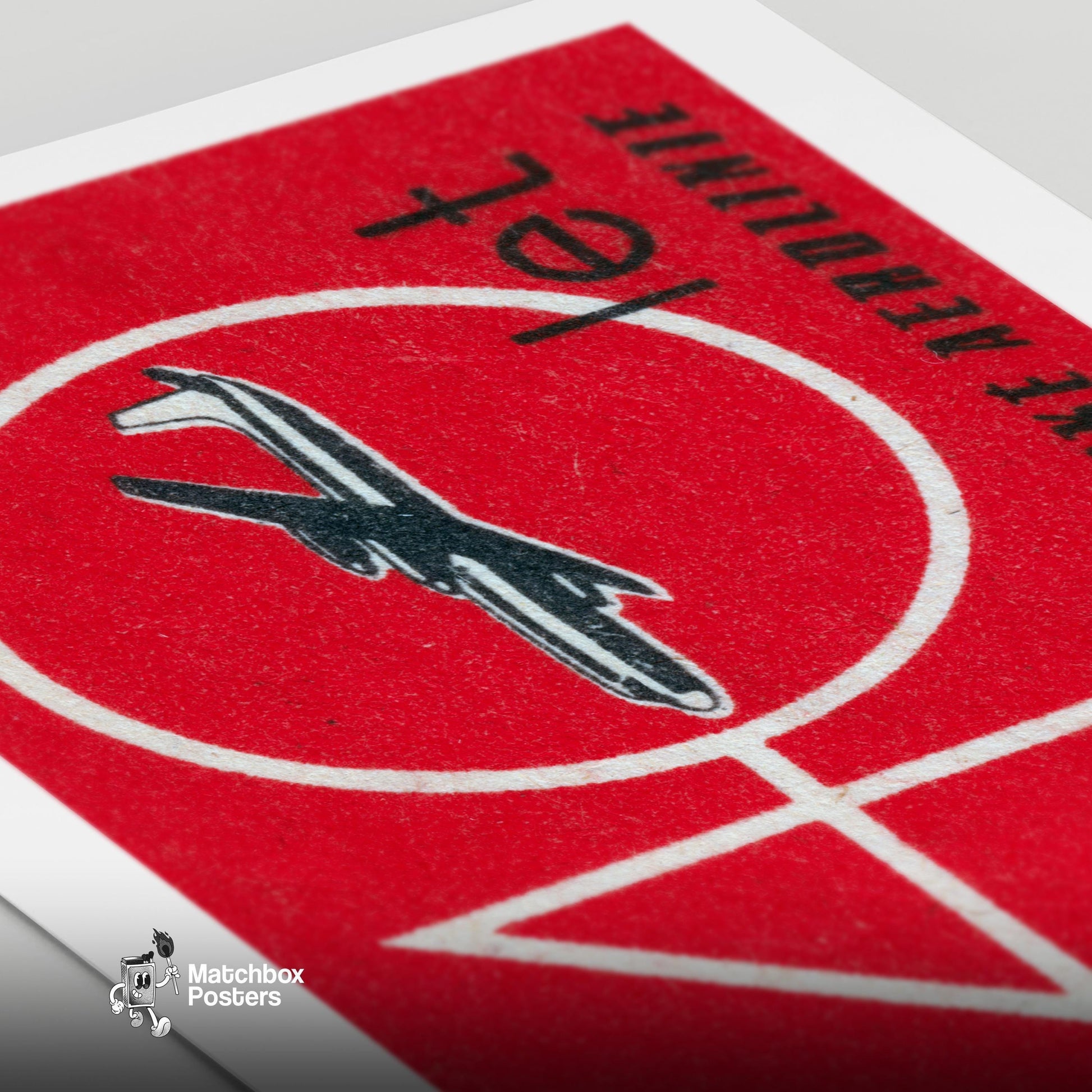 Czechoslovak Airlines 40th Anniversary - vintage matchbox label print - close-up detail