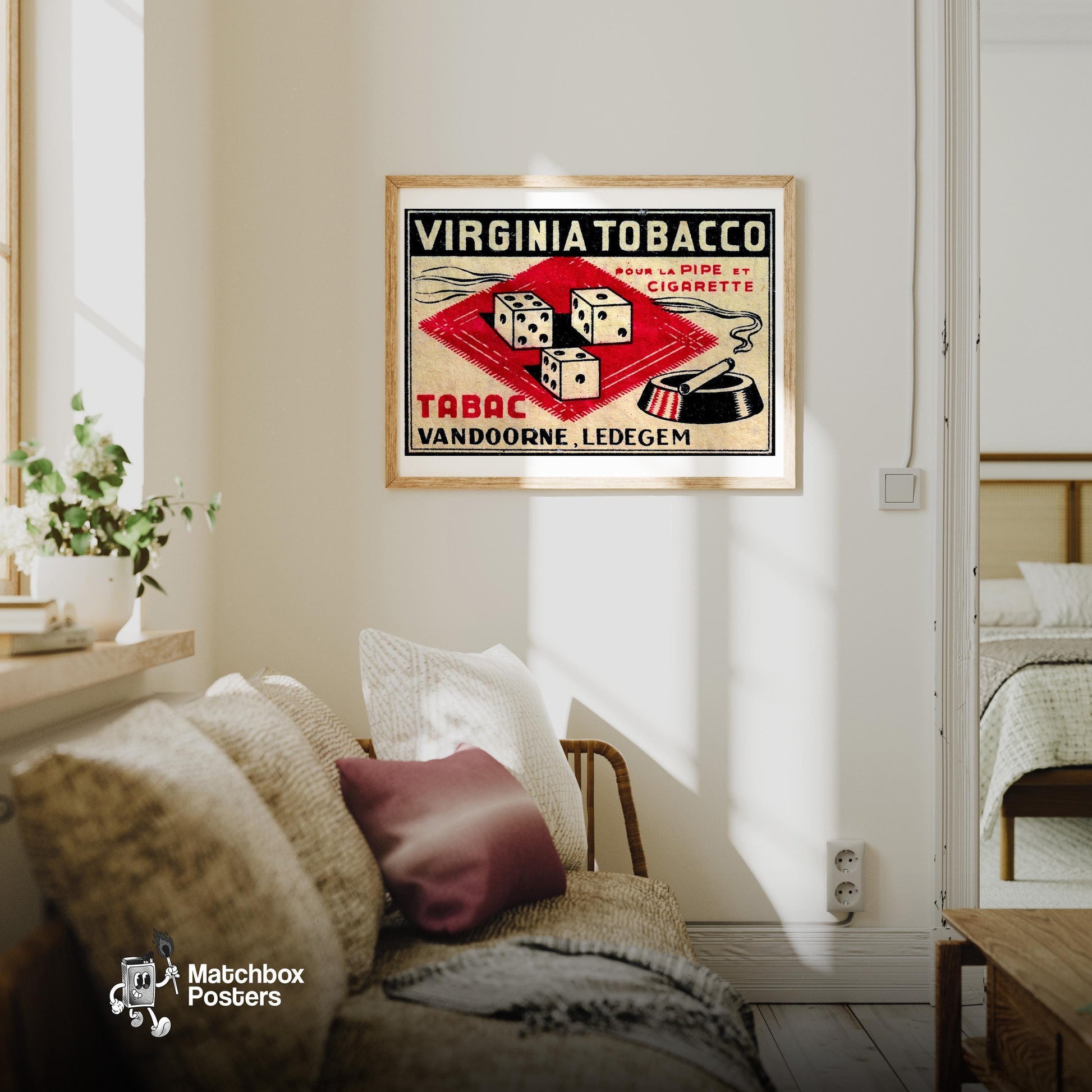 Dice France - vintage matchbox label print - living room mockup