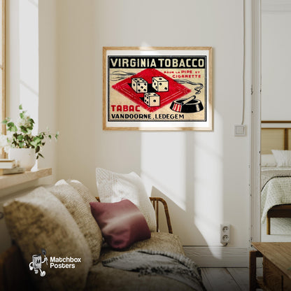 Dice France - vintage matchbox label print - living room mockup