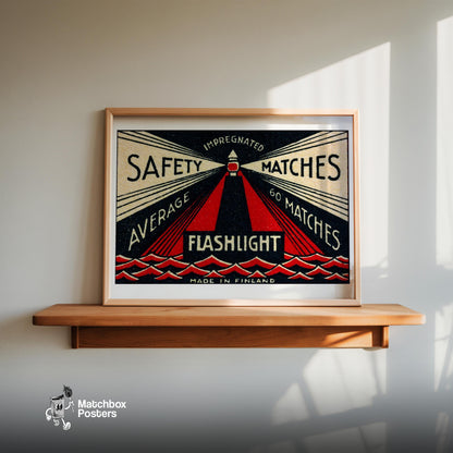 Lighthouse - vintage matchbox label print - size comparison