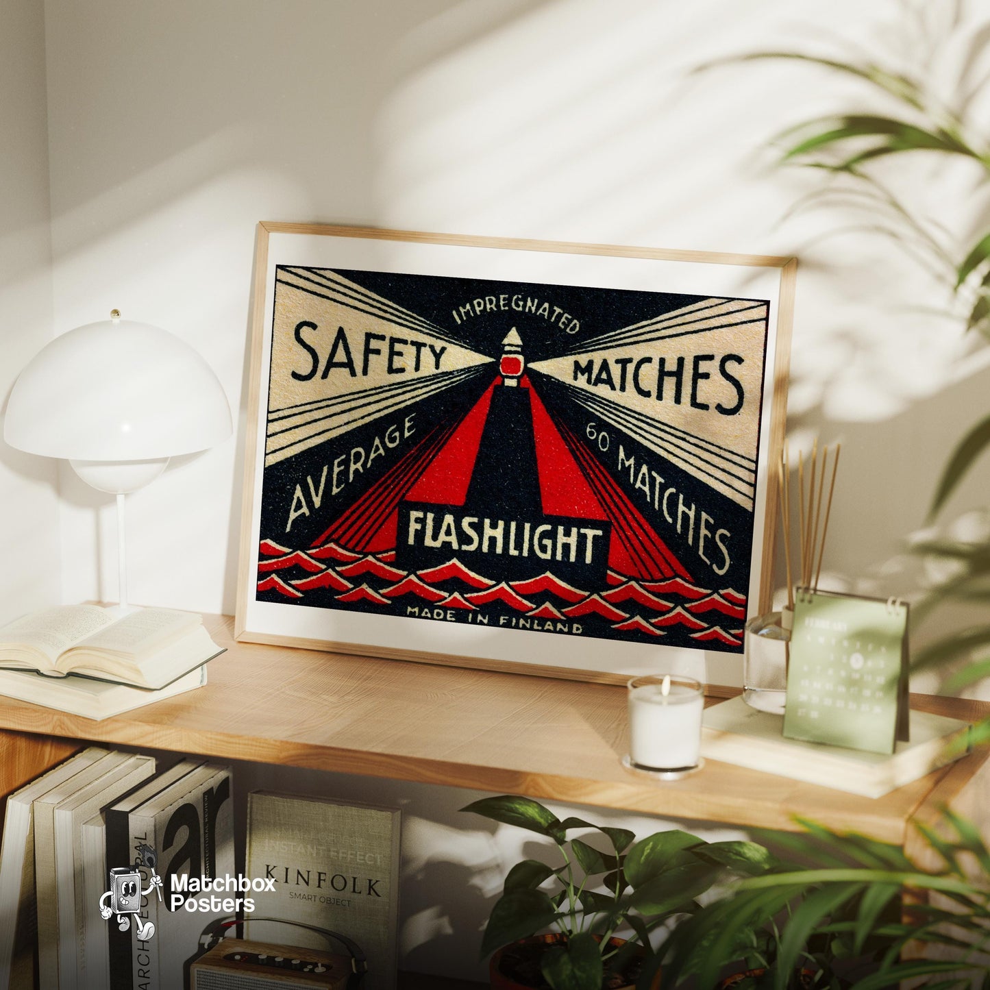 Lighthouse - vintage matchbox label print - office wall