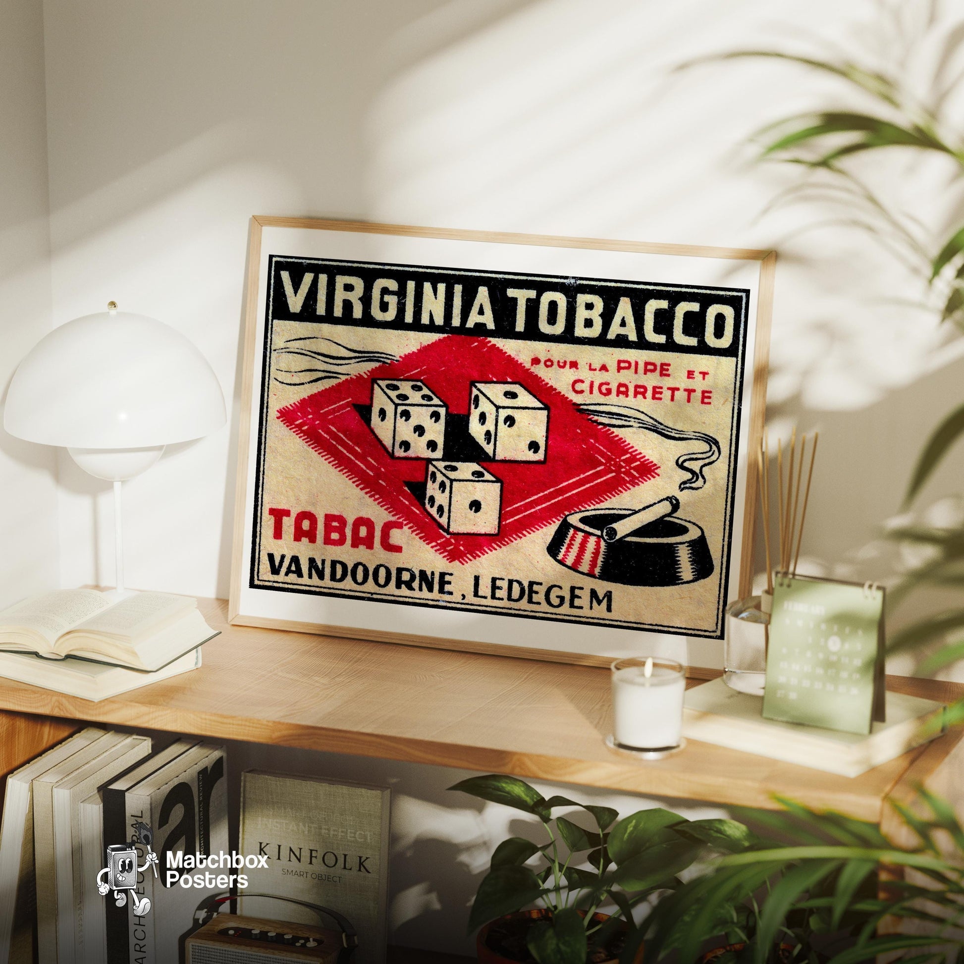 Dice France - vintage matchbox label print - office wall