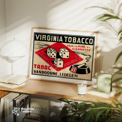 Dice France - vintage matchbox label print - office wall