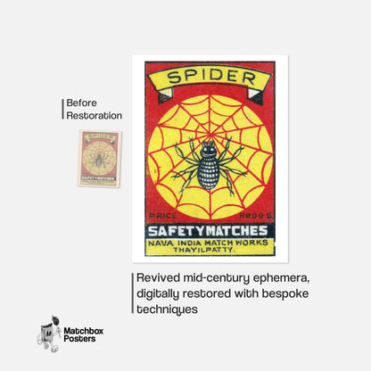 Black Spider - vintage matchbox label print - framed wall art preview